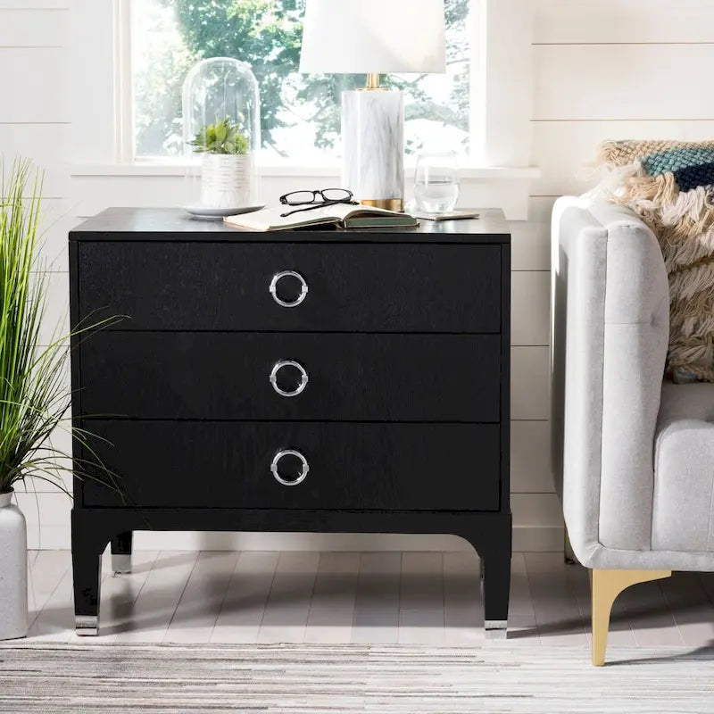 Contemporary Three Drawer Nightstand with Chic Hardware - 30Wx19Dx28H