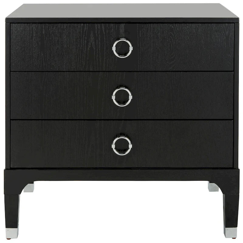 Contemporary Three Drawer Nightstand with Chic Hardware - 30Wx19Dx28H