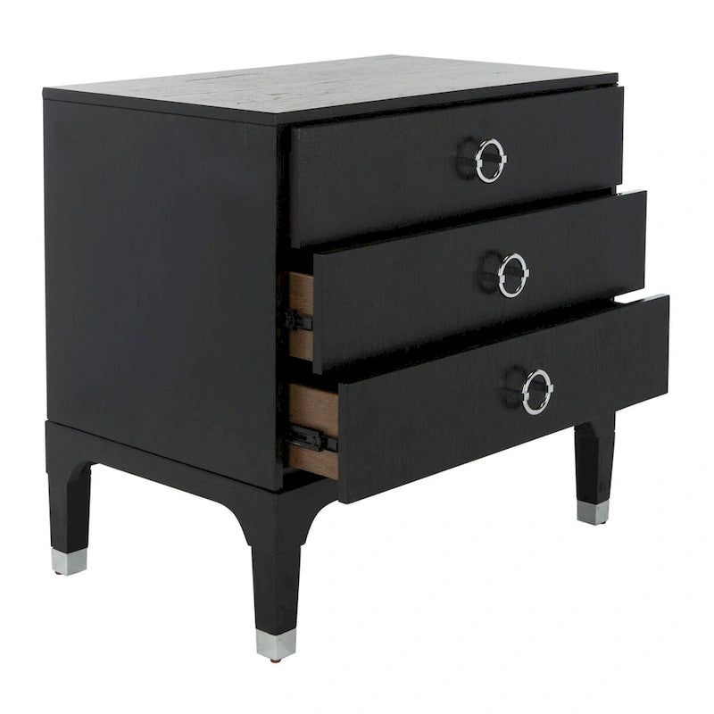 Contemporary Three Drawer Nightstand with Chic Hardware - 30Wx19Dx28H
