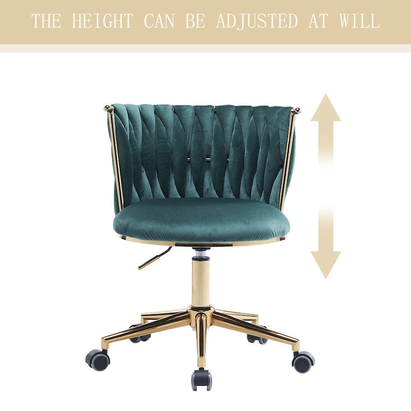 Velvet Desk Chair Vanity Chair for Makeup with Wheels Rolling Swivel Chair for Bedroom