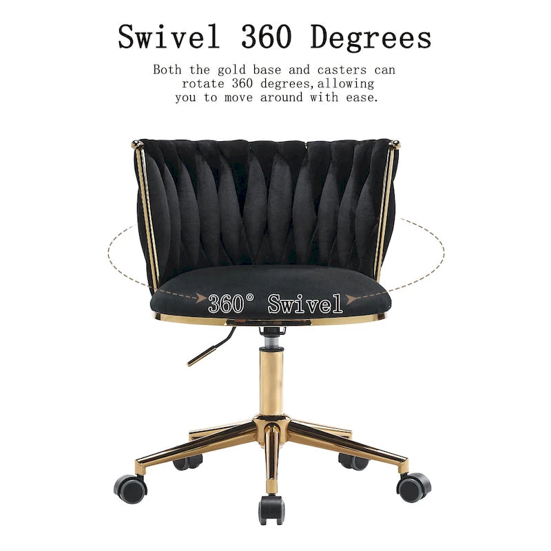 Velvet Desk Chair Vanity Chair for Makeup with Wheels Rolling Swivel Chair for Bedroom