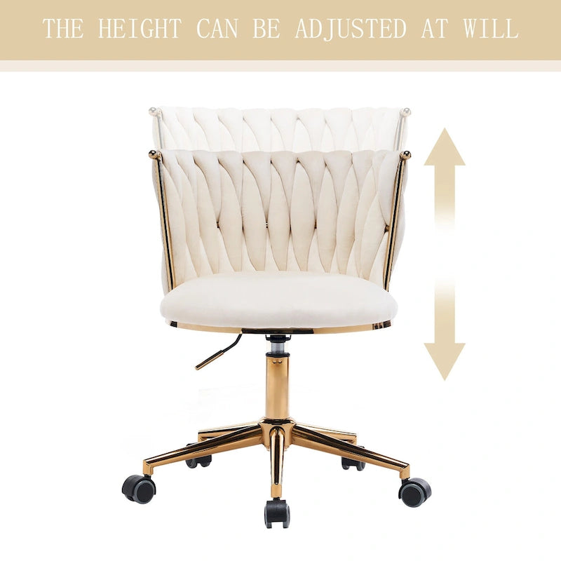 Velvet Desk Chair Vanity Chair for Makeup with Wheels Rolling Swivel Chair for Bedroom