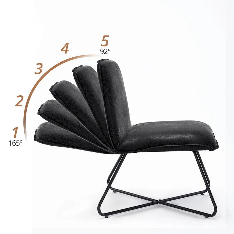 Mid Century Faux Leather Accent Chair With Adjustable Backrest - 31.5 H X 22.2 W X 23.6 D