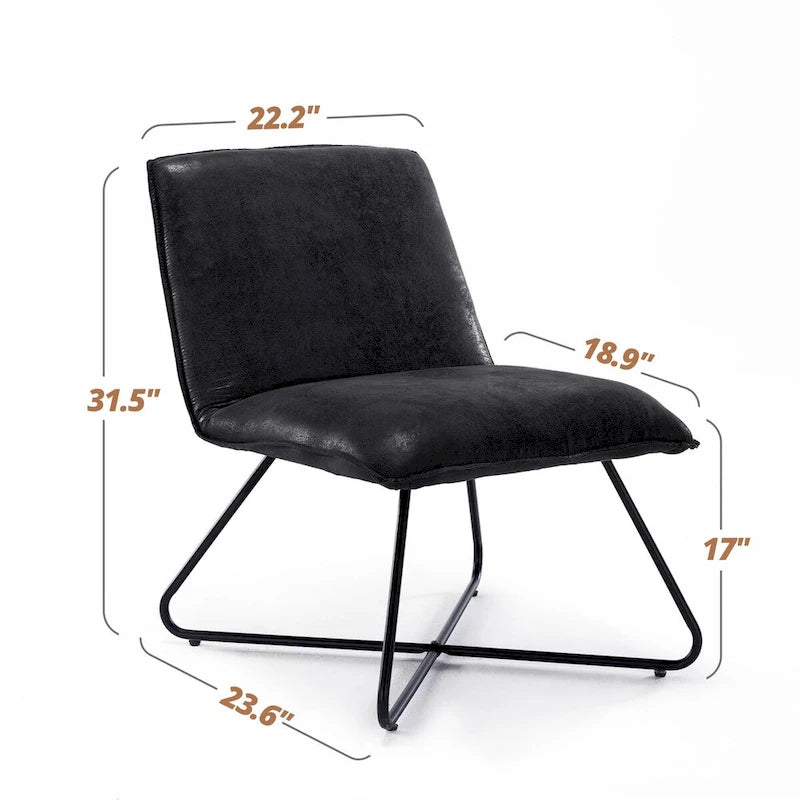 Mid Century Faux Leather Accent Chair With Adjustable Backrest - 31.5 H X 22.2 W X 23.6 D