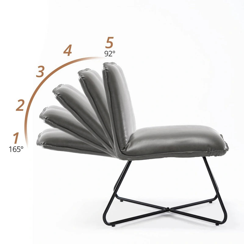 Mid Century Faux Leather Accent Chair With Adjustable Backrest - 31.5 H X 22.2 W X 23.6 D