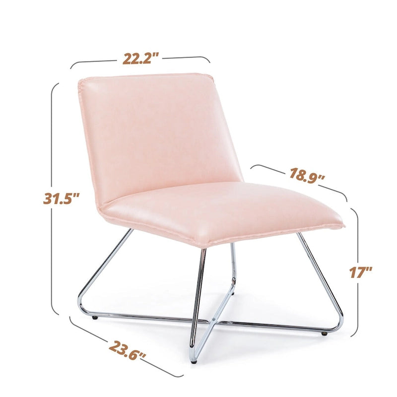 Mid Century Faux Leather Accent Chair With Adjustable Backrest - 31.5 H X 22.2 W X 23.6 D