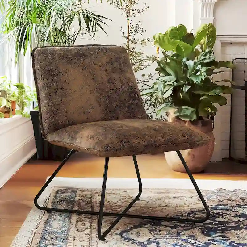 Mid Century Faux Leather Accent Chair With Adjustable Backrest - 31.5 H X 22.2 W X 23.6 D