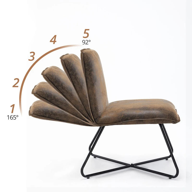 Mid Century Faux Leather Accent Chair With Adjustable Backrest - 31.5 H X 22.2 W X 23.6 D