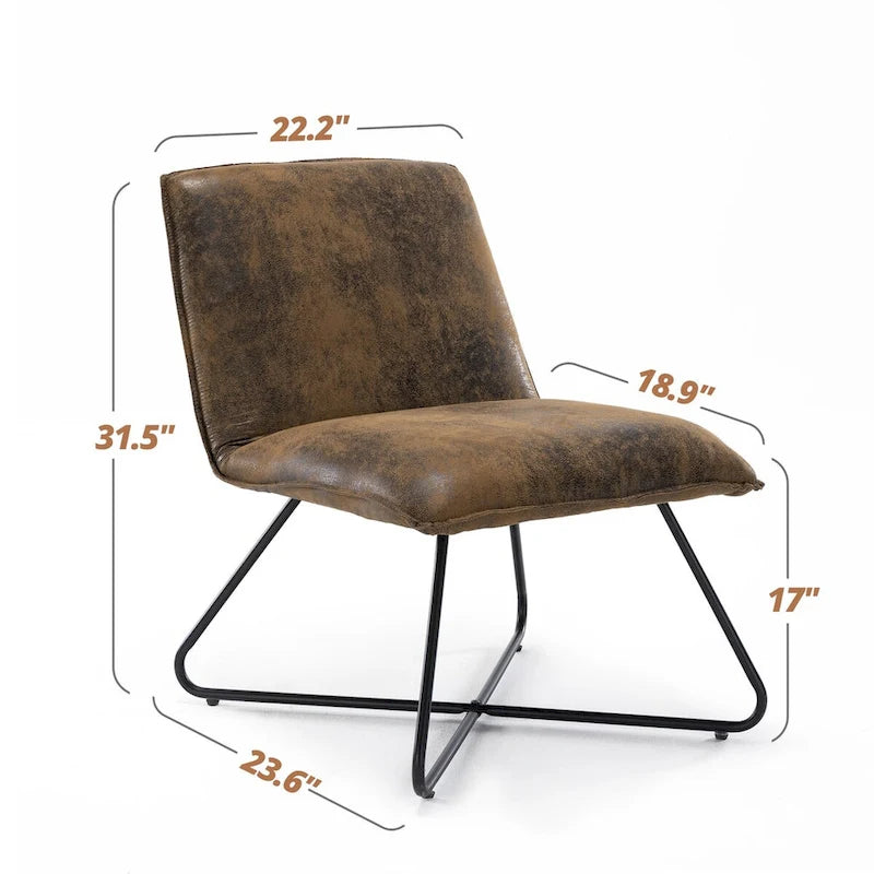 Mid Century Faux Leather Accent Chair With Adjustable Backrest - 31.5 H X 22.2 W X 23.6 D