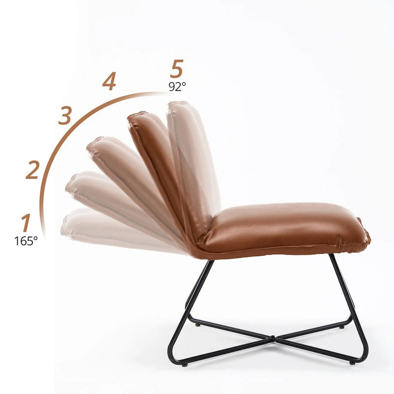 Mid Century Faux Leather Accent Chair With Adjustable Backrest - 31.5 H X 22.2 W X 23.6 D