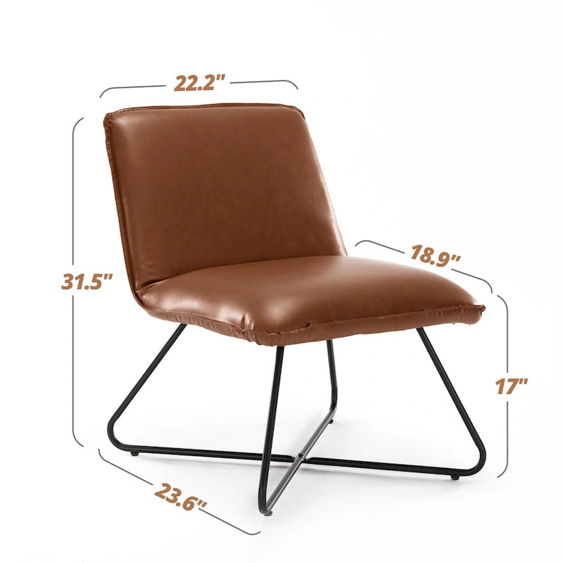 Mid Century Faux Leather Accent Chair With Adjustable Backrest - 31.5 H X 22.2 W X 23.6 D