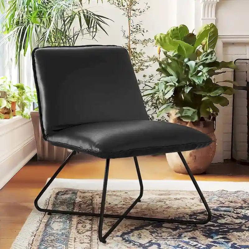 Mid Century Faux Leather Accent Chair With Adjustable Backrest - 31.5 H X 22.2 W X 23.6 D