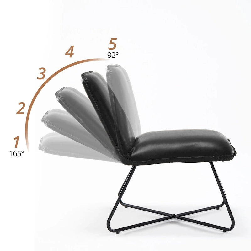 Mid Century Faux Leather Accent Chair With Adjustable Backrest - 31.5 H X 22.2 W X 23.6 D