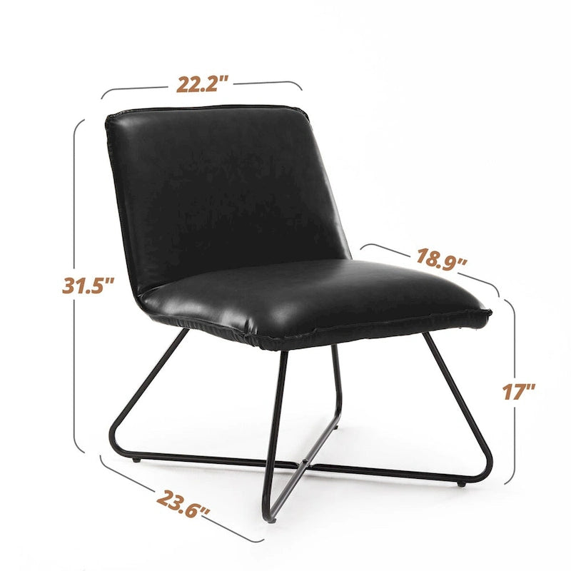 Mid Century Faux Leather Accent Chair With Adjustable Backrest - 31.5 H X 22.2 W X 23.6 D