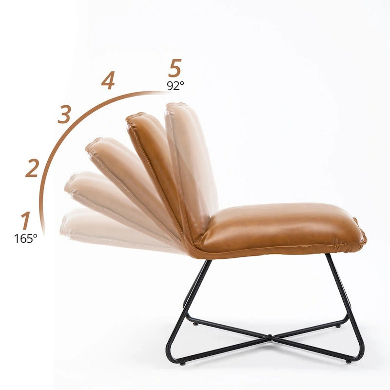 Mid Century Faux Leather Accent Chair With Adjustable Backrest - 31.5 H X 22.2 W X 23.6 D