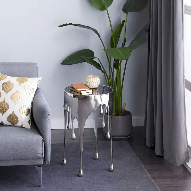 Artistic 16 Wide Metallic Drip Metal Accent Table - 16 x 25
