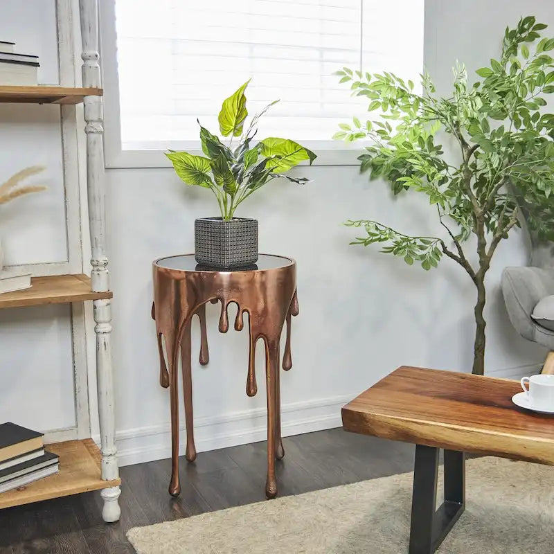 Artistic 16 Wide Metallic Drip Metal Accent Table - 16 x 25