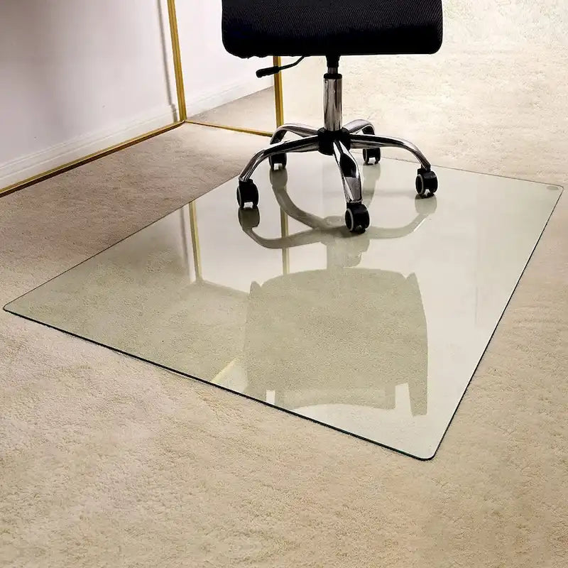 Office Chair Mat 46 x 36 with Tempered Glass for Hard Floor Protection