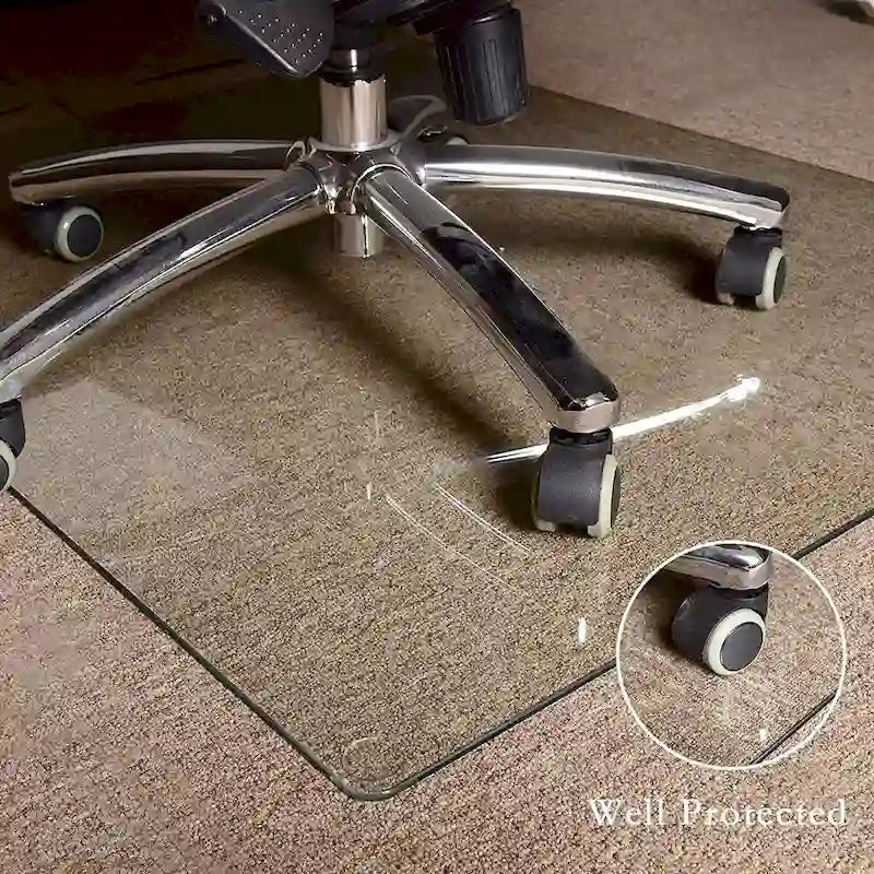 Office Chair Mat 46 x 36 with Tempered Glass for Hard Floor Protection