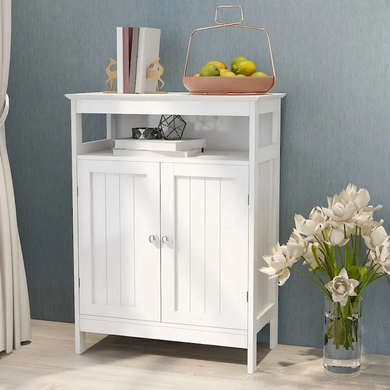 White Freestanding Bathroom Storage Cabinet
