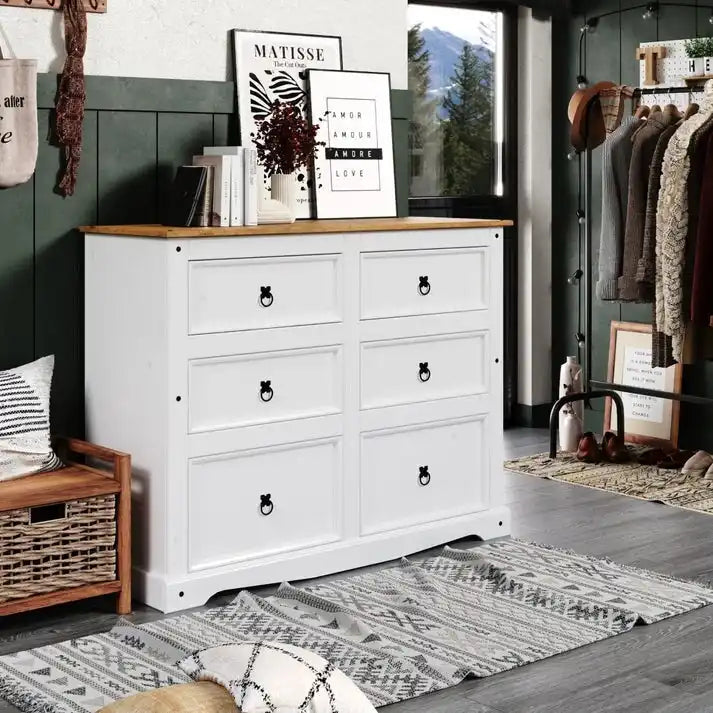 Wood Dresser 3+3 Drawers Chest